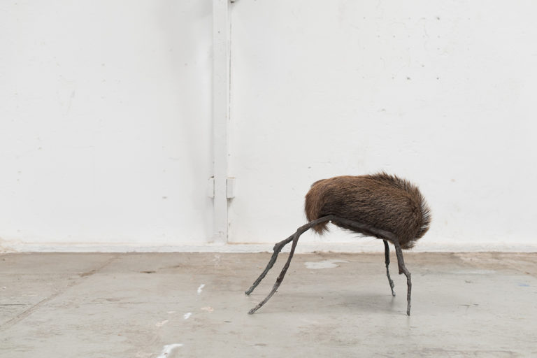 handmade artisan interior interiordesign design sober craftsmanship raw materials interiorstyling contemporary inspiration designer creative minimal minimalism wdstck amsterdam architecture architects art collective atelier LOTW chair seating object bronze acacia wood branches jackal wolf fur wild boar